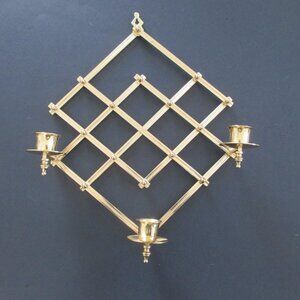 Vintage Brass Candle Holder Wall Sconce Accordian Style